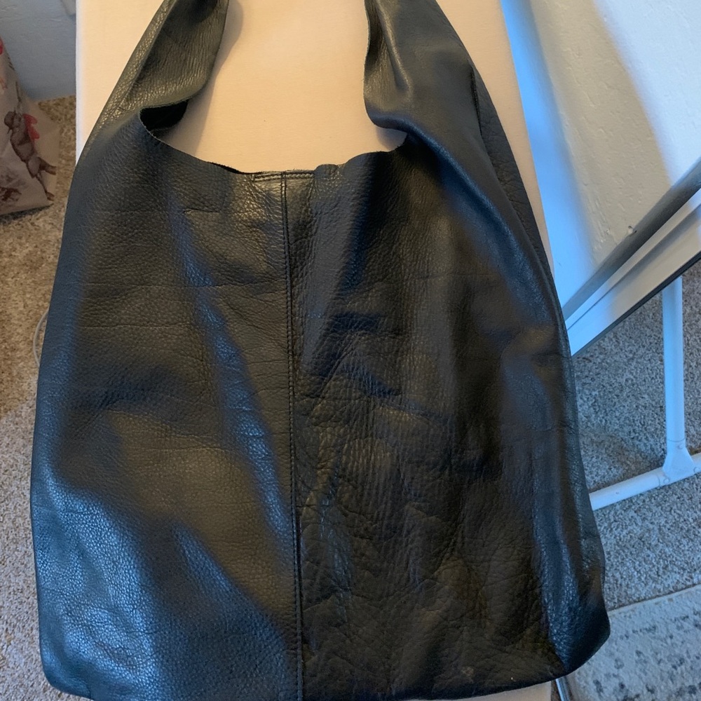 Genuine Leather Slouchy Shoulder Purse